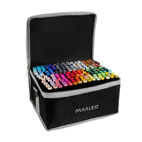 Maaleo | Dubbelzijdige Alcoholmarkers Set – 168 stuks + Tas