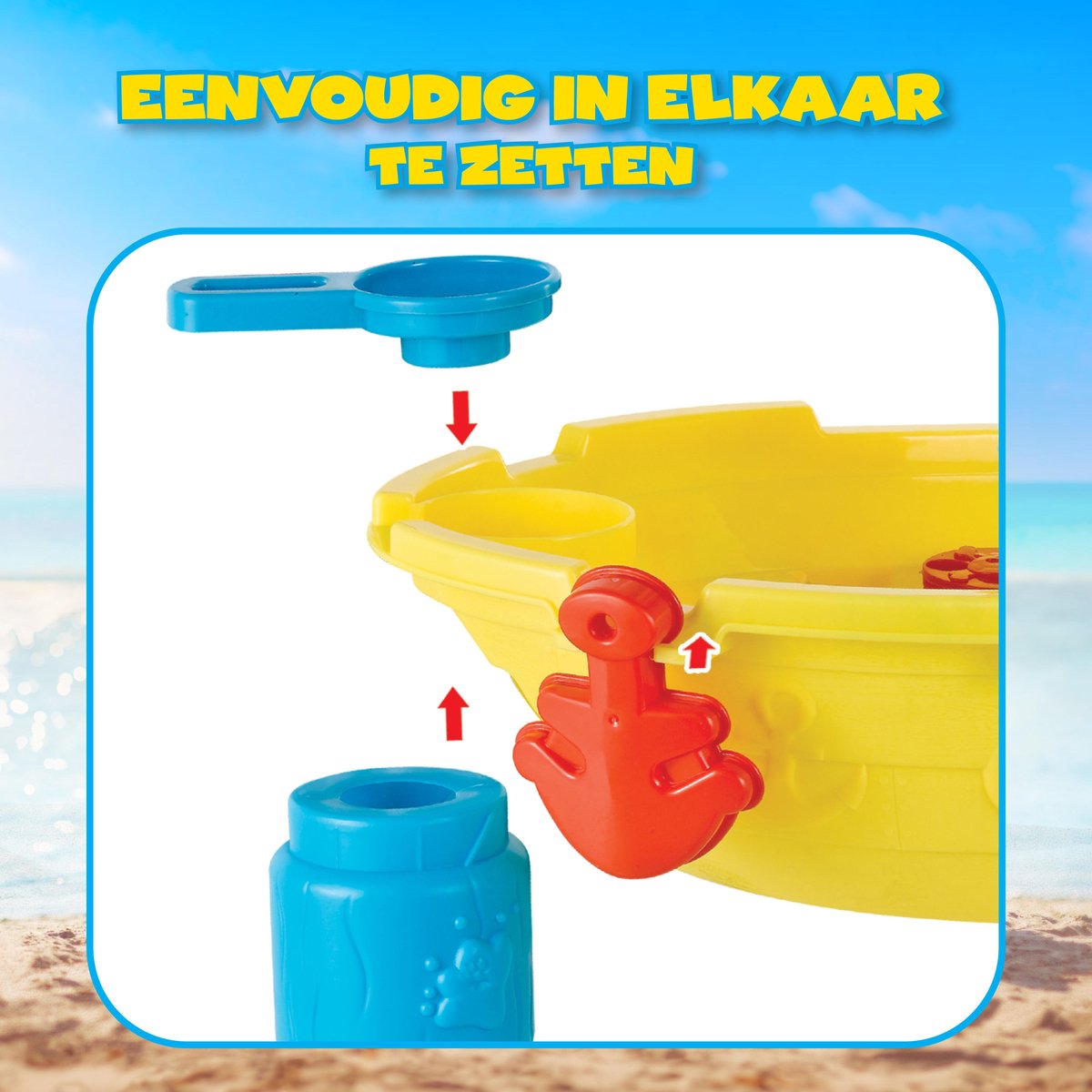 Eddy Toys Zand- en Watertafel Piraten - met 12 Accessoires - Buitenspeelgoed - 54 X 45 X 31 cm