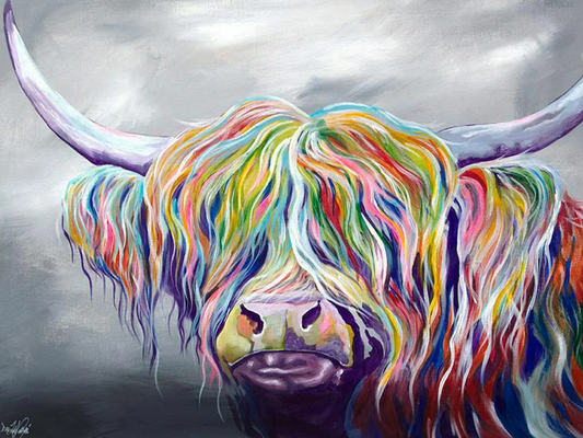 Kleurige Schotse Hooglander - Diamond Painting 40x50