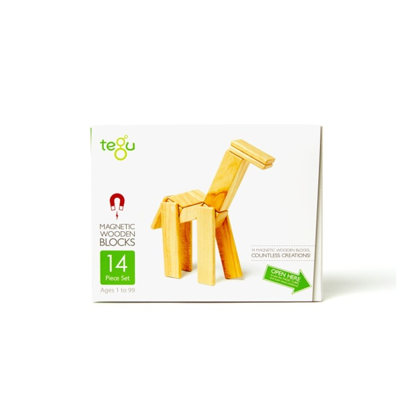 Tegu Duurzaam Magnetische Houten Blokken - 14 stuks Naturel