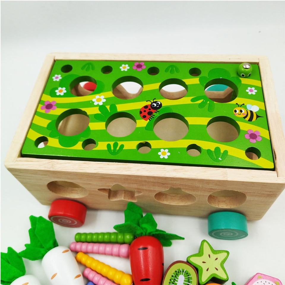 Konijn met Wortels - Educatief Houten Speelgoed