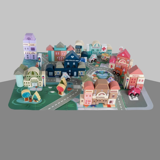 Houten Bouwstenen Stad 115 Onderdelen