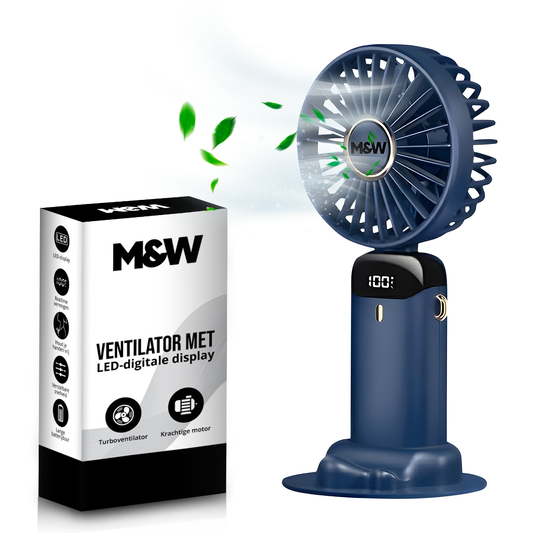 M&W Draagbare Hand Ventilator - Blauw