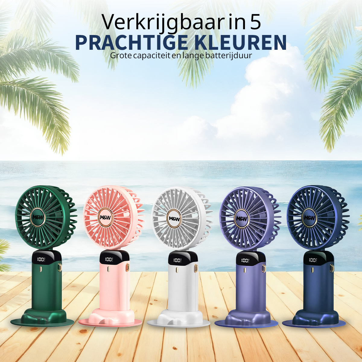 M&W Draagbare Hand Ventilator - Blauw