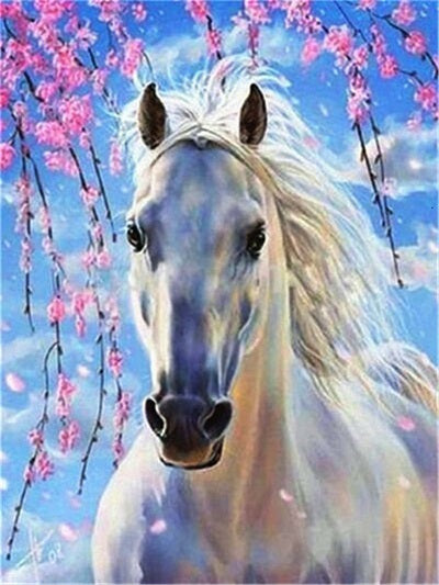 Paard Wit - Diamond Painting 40x50