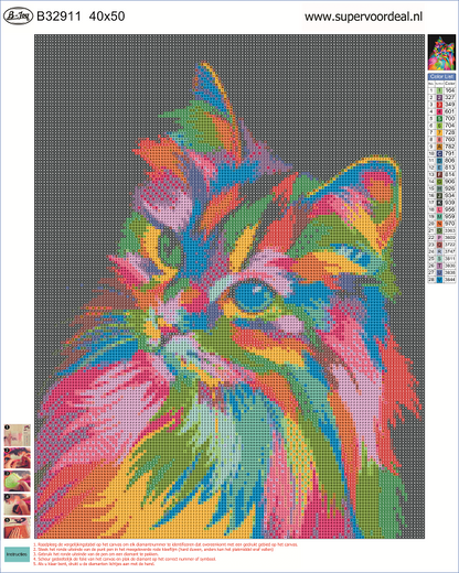 Poes Kleuren - Diamond Painting 40x50
