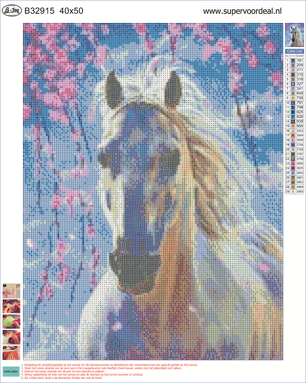 Paard Wit - Diamond Painting 40x50