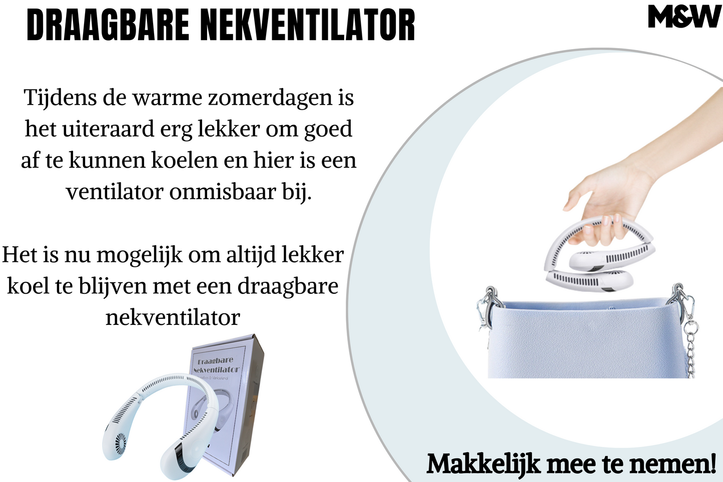 M&W Nekventilator - Gezichtsventilator Langere Levenduur!