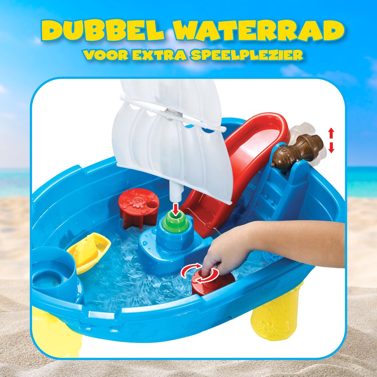 Eddy Toys Zand- en Watertafel Piraten - met 12 Accessoires - Buitenspeelgoed - 54 X 45 X 31 cm