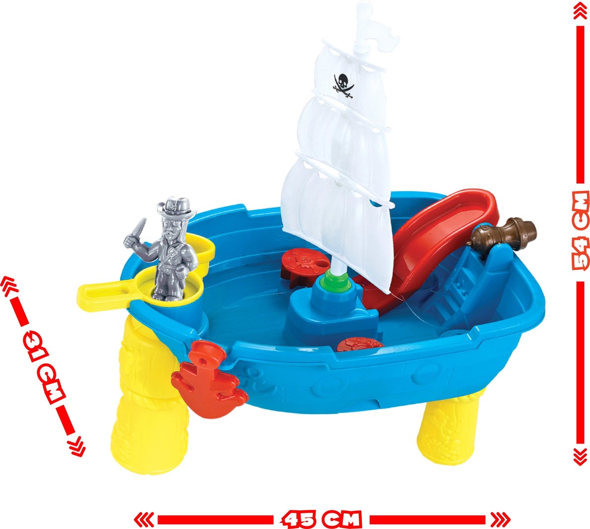 Eddy Toys Zand- en Watertafel Piraten - met 12 Accessoires - Buitenspeelgoed - 54 X 45 X 31 cm