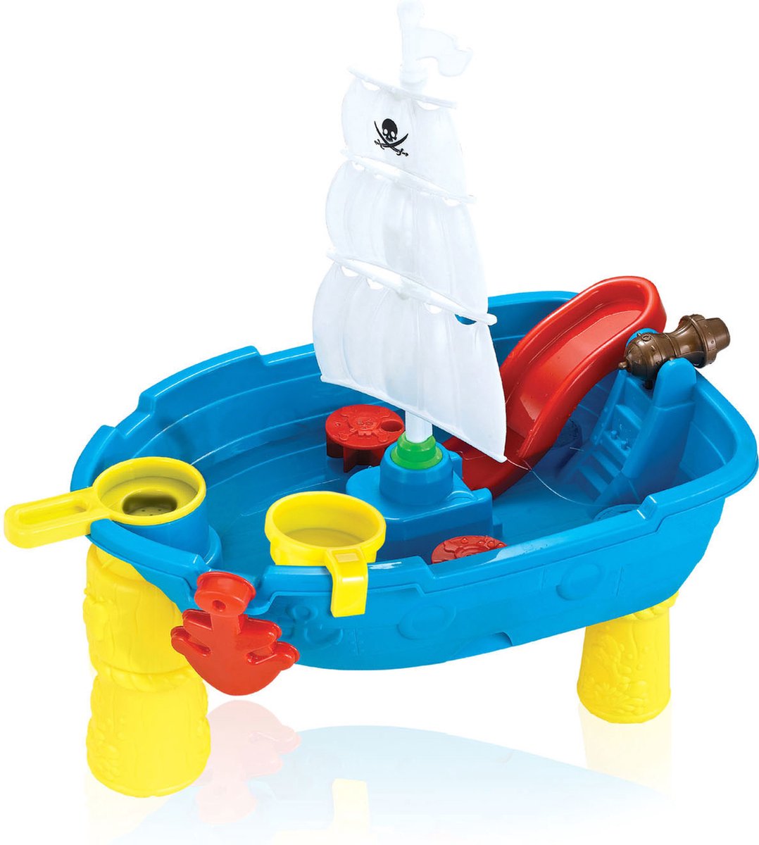 Eddy Toys Zand- en Watertafel Piraten - met 12 Accessoires - Buitenspeelgoed - 54 X 45 X 31 cm