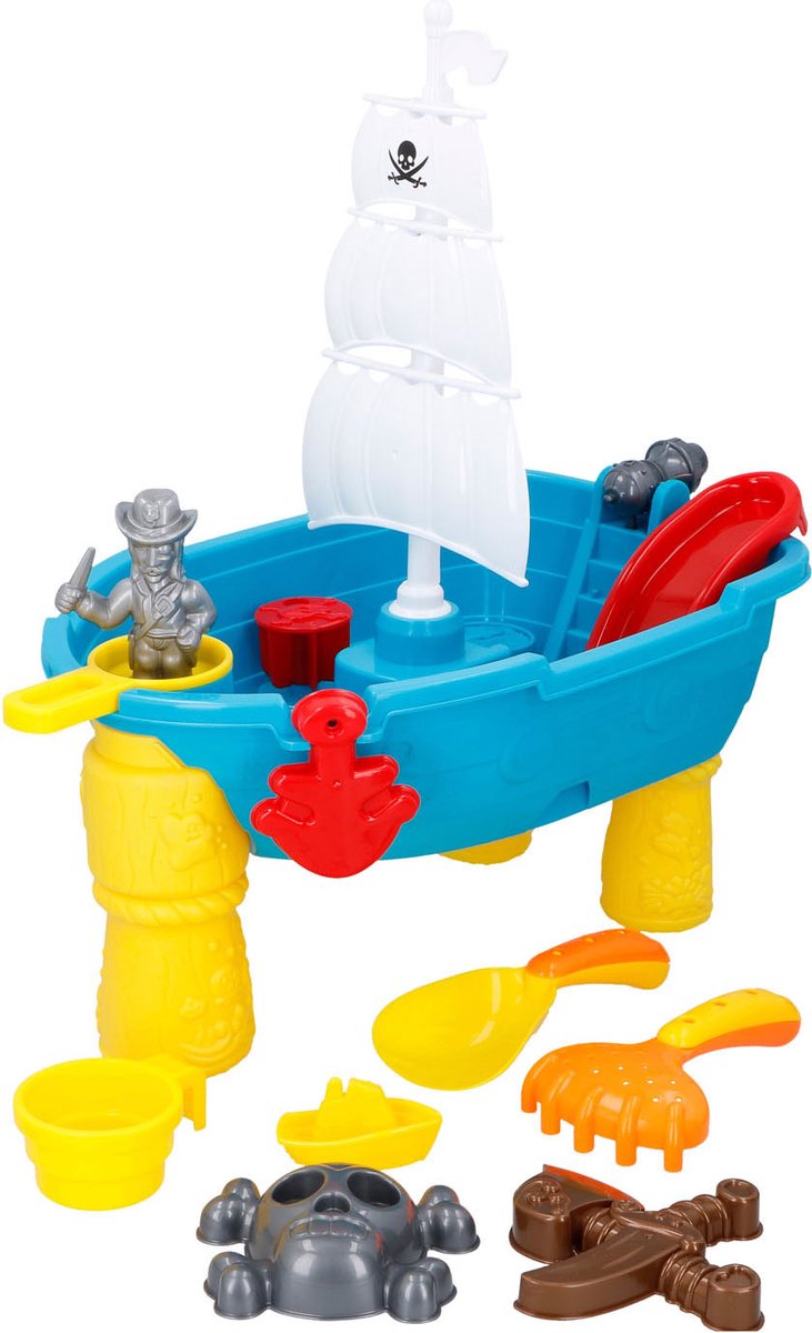 Eddy Toys Zand- en Watertafel Piraten - met 12 Accessoires - Buitenspeelgoed - 54 X 45 X 31 cm